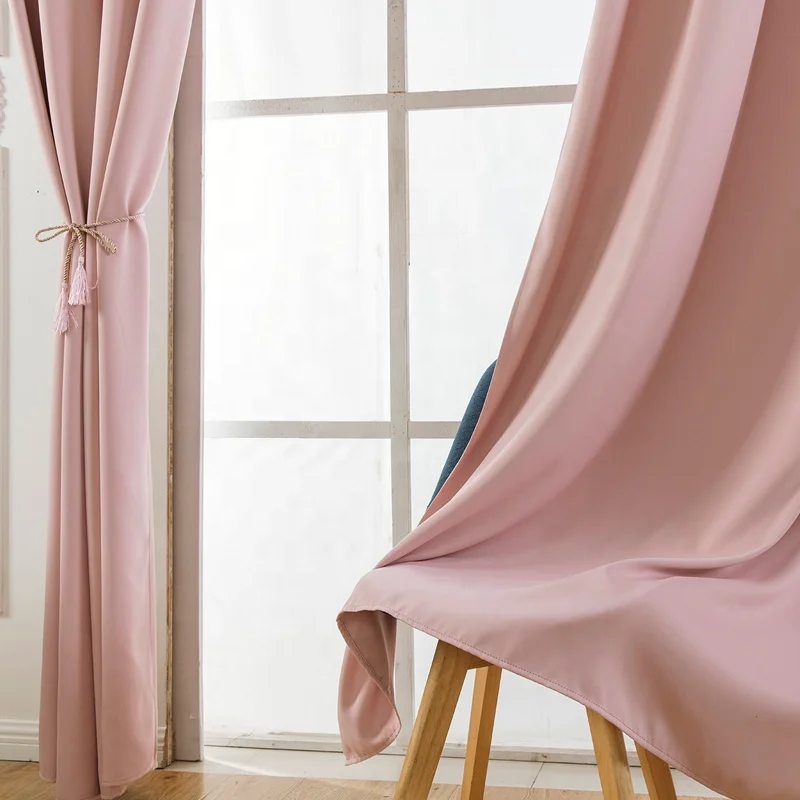 Rideau occultant de luxe en polyester rose