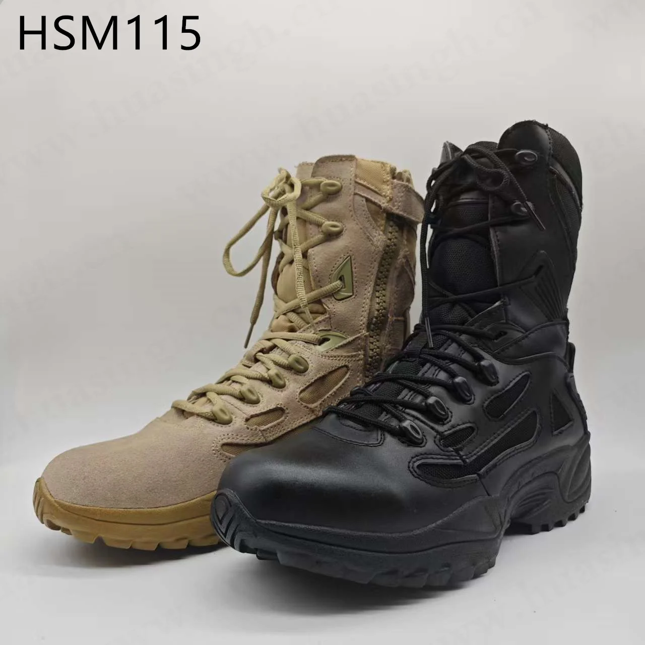 HY,Outdoor Simulation Training Black/sand Combat Boot With Zip Ankle Support Classic Mountain Marching Tactical Boots HSM115