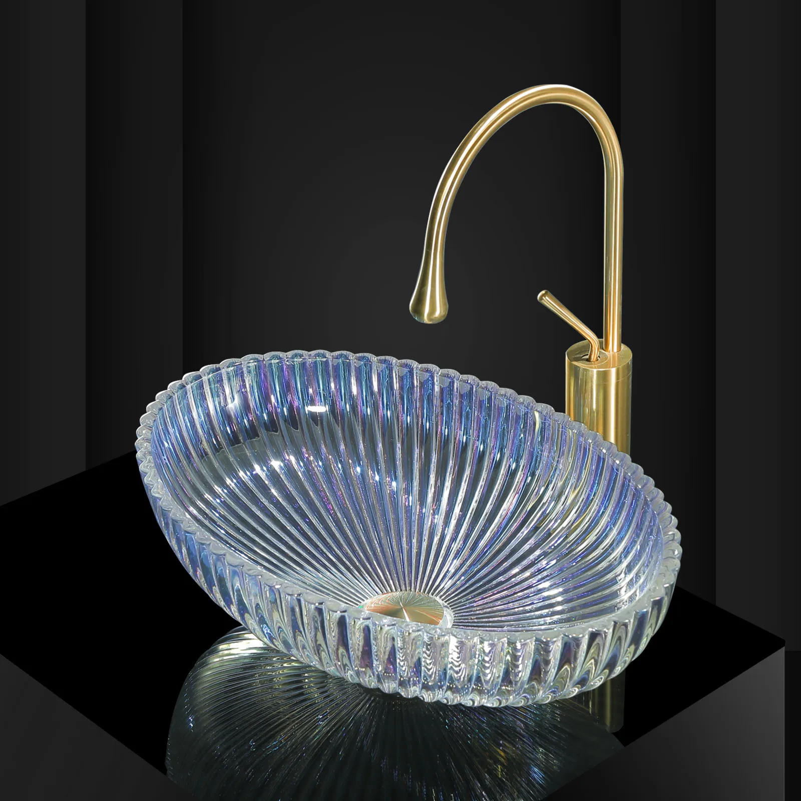 Transparent Color Basin Electroplated Colorful Crystal Transparent Wash Basin