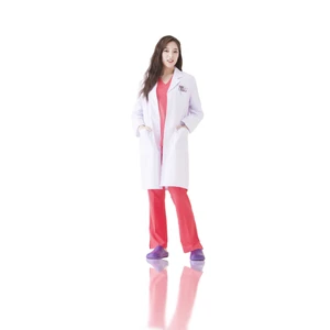 High Quality Long-sleeved Woven Polyester/Cotton Women's Lab Coat Custom Logo Soft Hospital Use Medical Doctor Uniforms