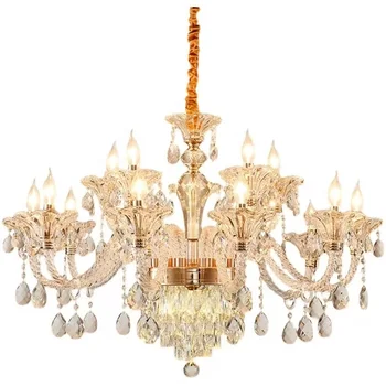 luxury hotel decoration crystal chandelier home gold color k9 crystal lamp for wedding event
