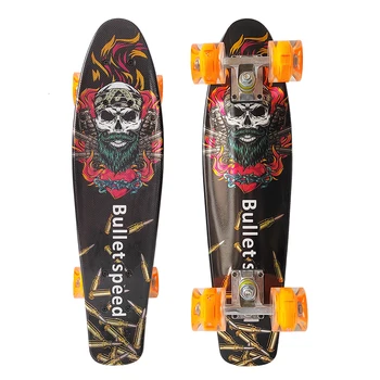 cheap 22 inch plastic skateboard penny board with LED wheel