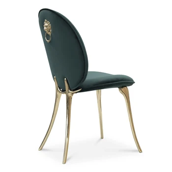 Modern Polished Brass and Velvet Seat Chair Inspired by Surrealist Art for Home Office Dining Chair