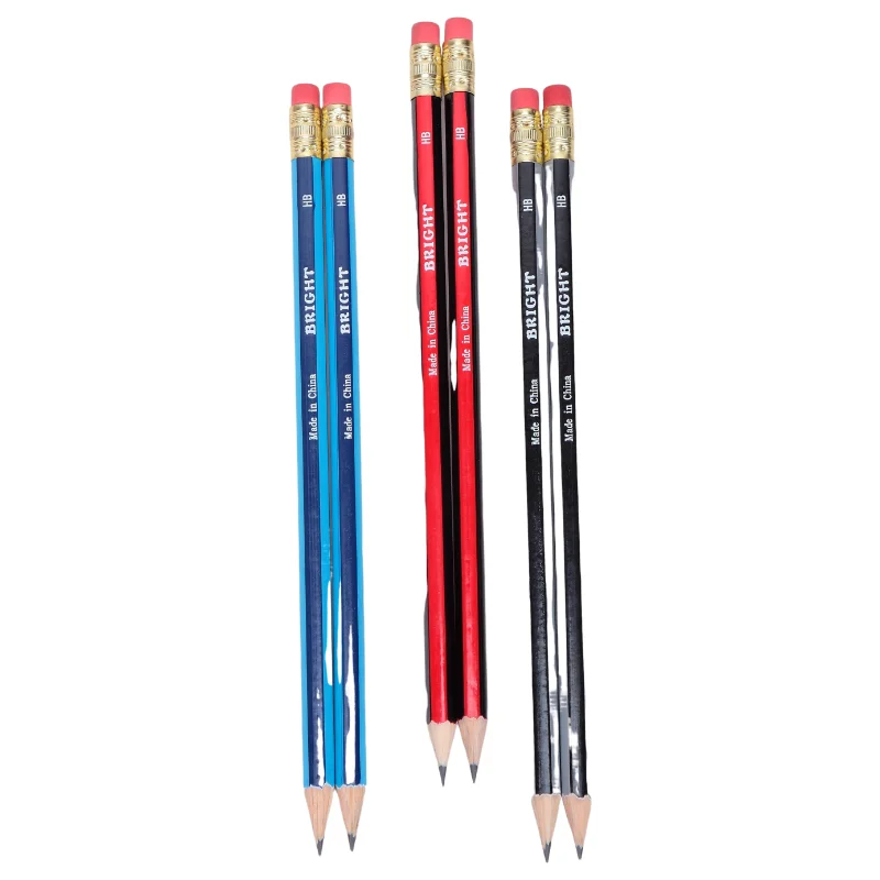 Promotion Custom Logo Printed Black Wooden Pencil Hb Pencil With Eraser