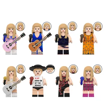 American Pop Singer Taylor World Famous Stars Tay Building Blocks  Cartoon Figures Assembled Toy Cute Toys Collector's Model