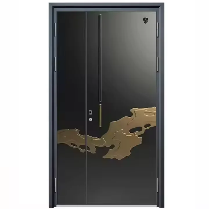 Luxury Style Villa Exterior Rustic Arch Decorative Grille Double Custom Wrought Iron Entrance Front Doors from Foshan Factory