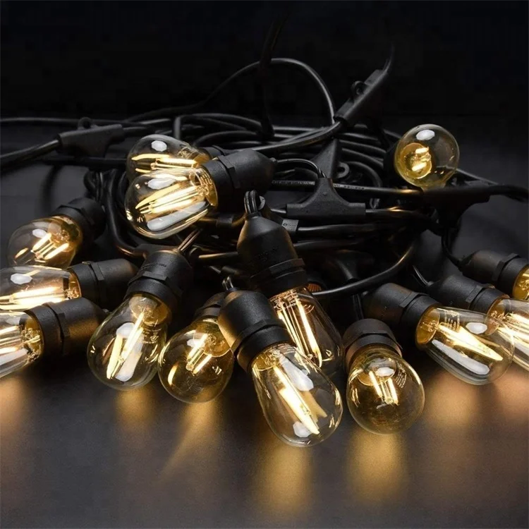 Outdoor LED Commercial String Light with Vintage Edison S14 LED Bulbs for Holiday Garden Patio Christmas Use