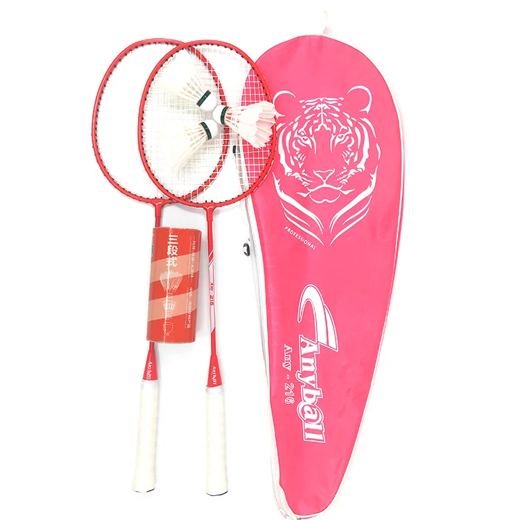 Cheap Iron and Steel Alloy Badminton Rackets include One Pair Custom Racquet Set with 3 Shuttlecocks Carrying Bag Included