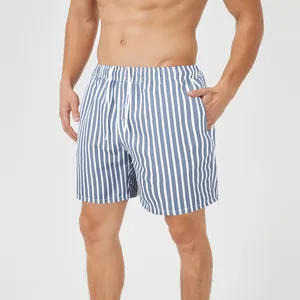 New Design Men's Casual Recycled Swim Trunks Quick Dry Striped Board Shorts with Pockets Mid Waist Patterned Swimwear