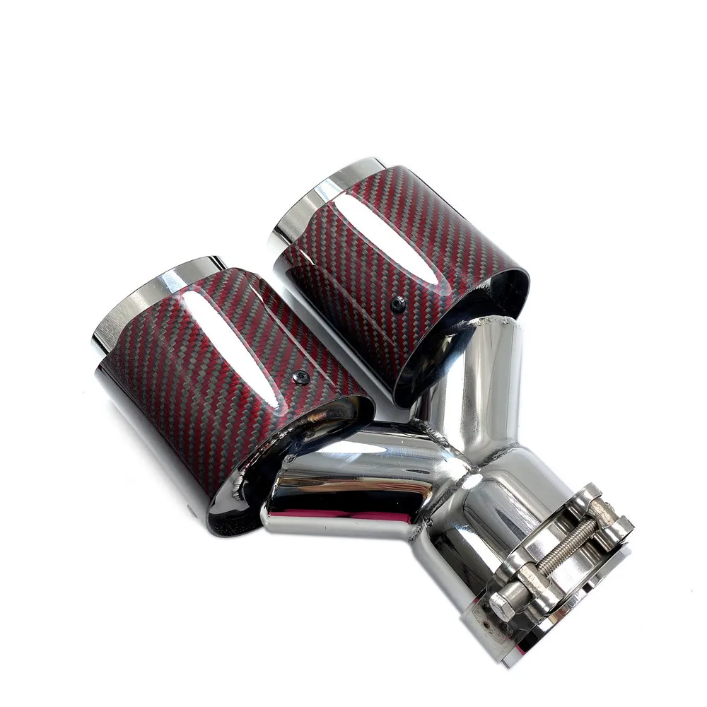 Car Modification Remus Universal Dual Sandy Automobile Exhaust Pipe Muffler Tip Red Carbon Fiber Series Car Exhaust Tip Muffler