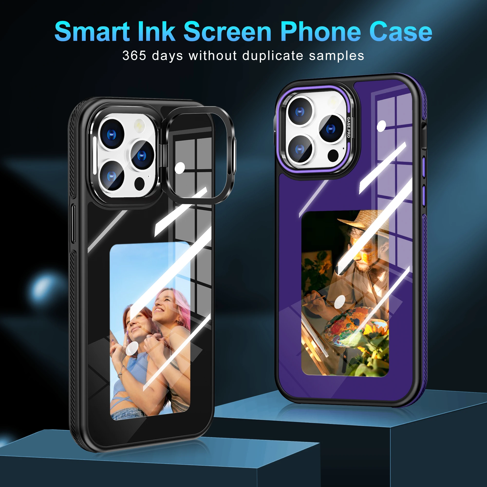 Smart Ink Screen Phone Case for IPhone15 Pro E Ink Screen Display Case for iPhone 15 14 13 12