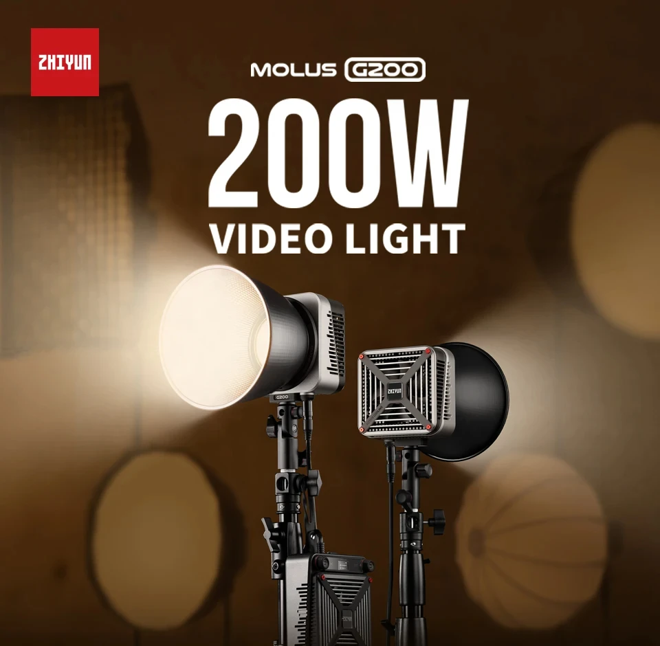 Zhiyun Molus G200 200ws LED Video Light - Portable & App Control