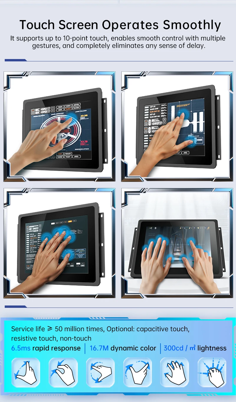 High Quality Industrial All-in-One Touch PC 21.5" IP65 PCAP Capacitive J9001/i5/i7 CPU Linux/Windows Fanless Embedded Panel PC
