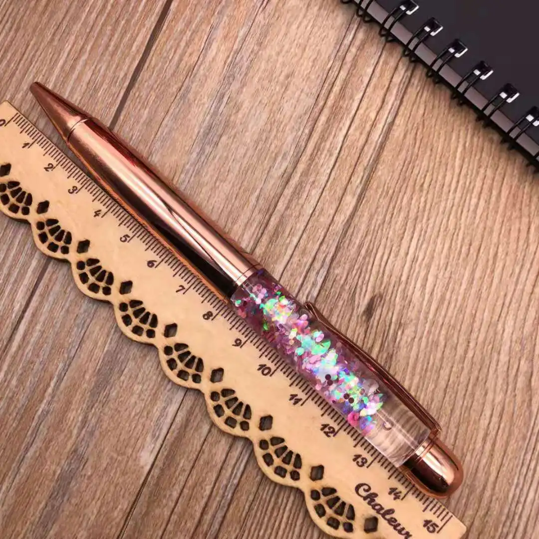 Factory Customize Ink Rose Gold Fat DIY Floating Pens Rose Gold Glitter Pens With Private Logo