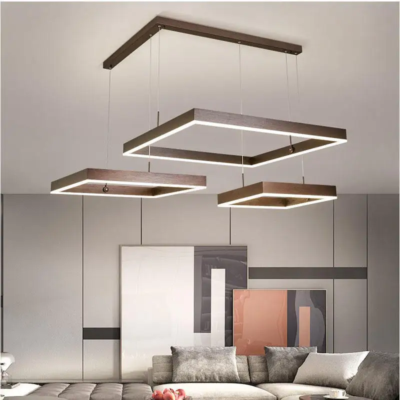 Nordic Contemporary Pendant Lighting Modern Rectangle LED Chandelier Big Pendant Light