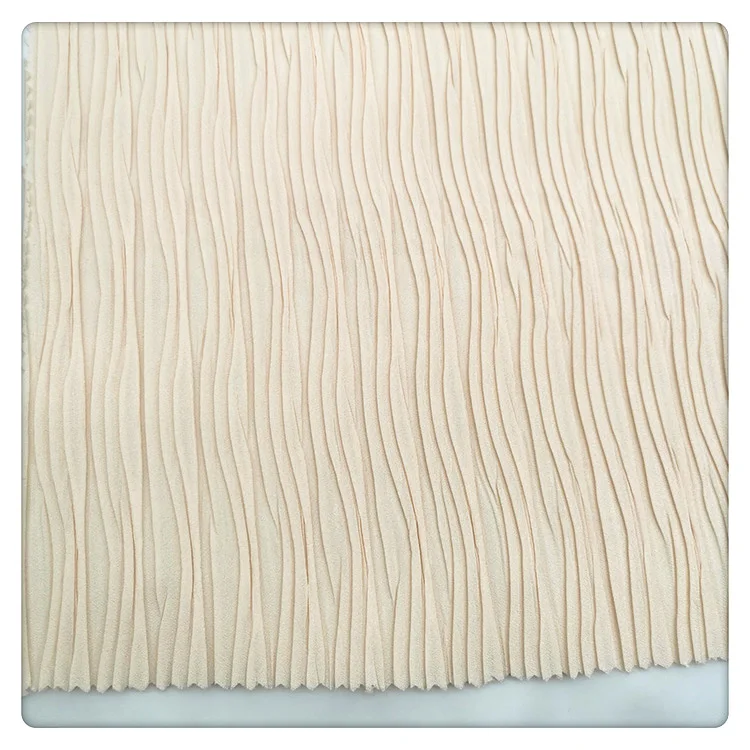 Customized Pleated Polyester CDC Crepe Fabric for Dress