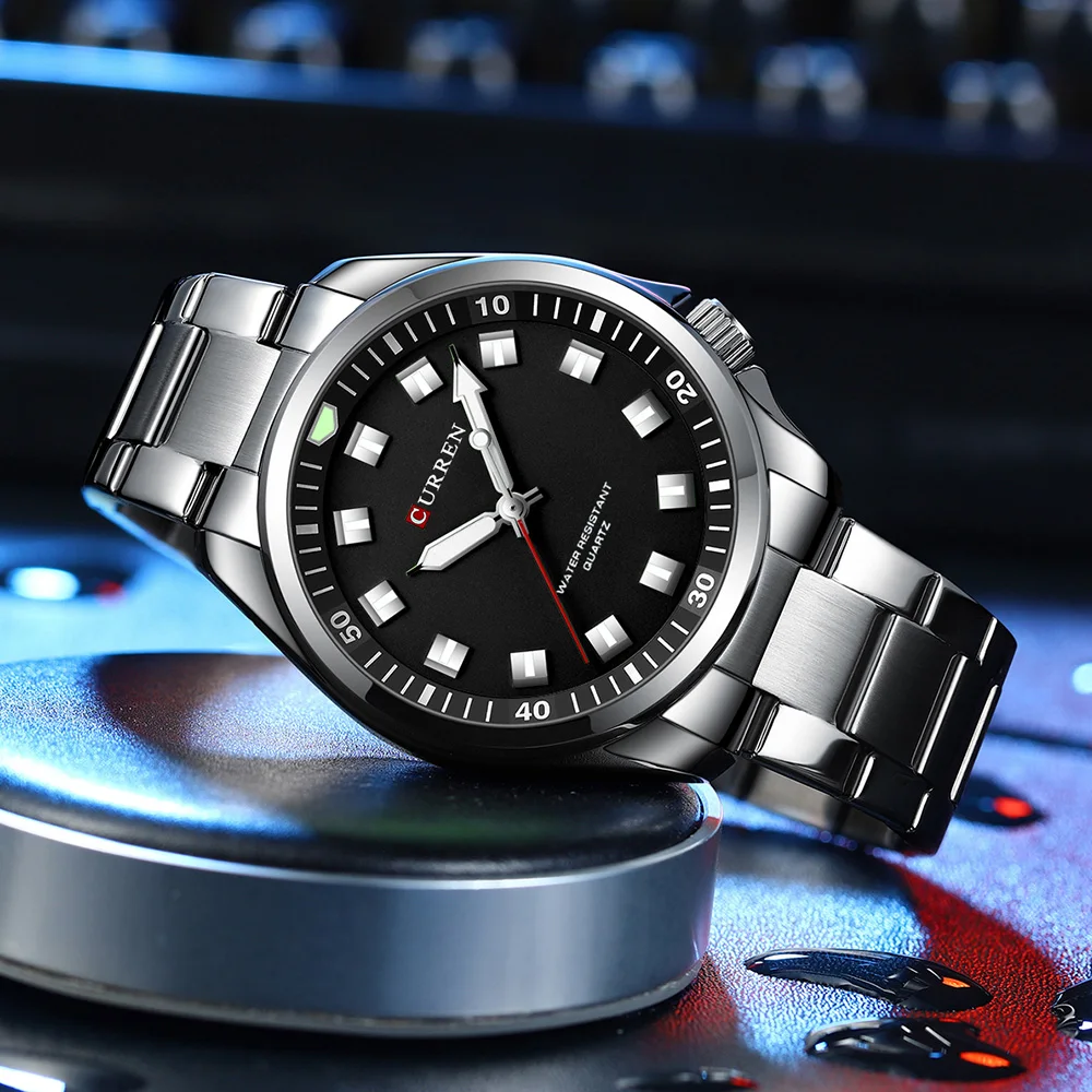 CURREN 8451 Original Watch for Mens Quartz Watches Stainless Steel Band Luminous Wristwatches Chronograph Luxury Wrist Watch
