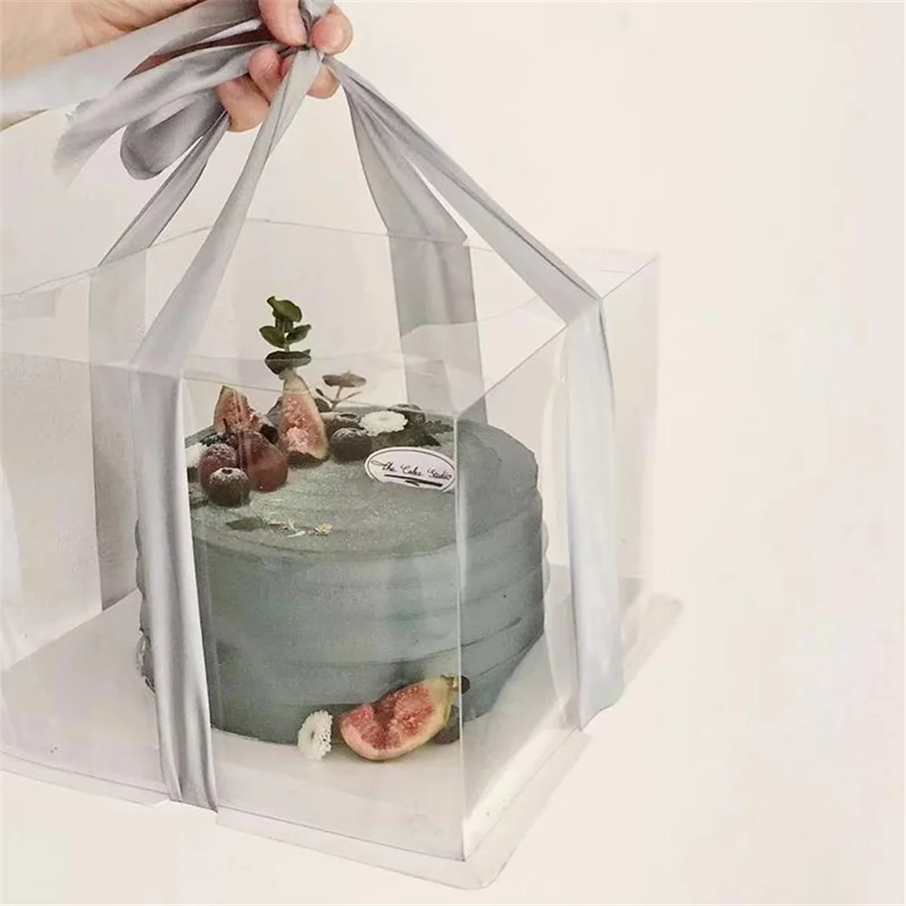 Custom Biscuits Display Container square Transparent Plastic Tall Cake Box Cake Package Box clear Cake Boxes