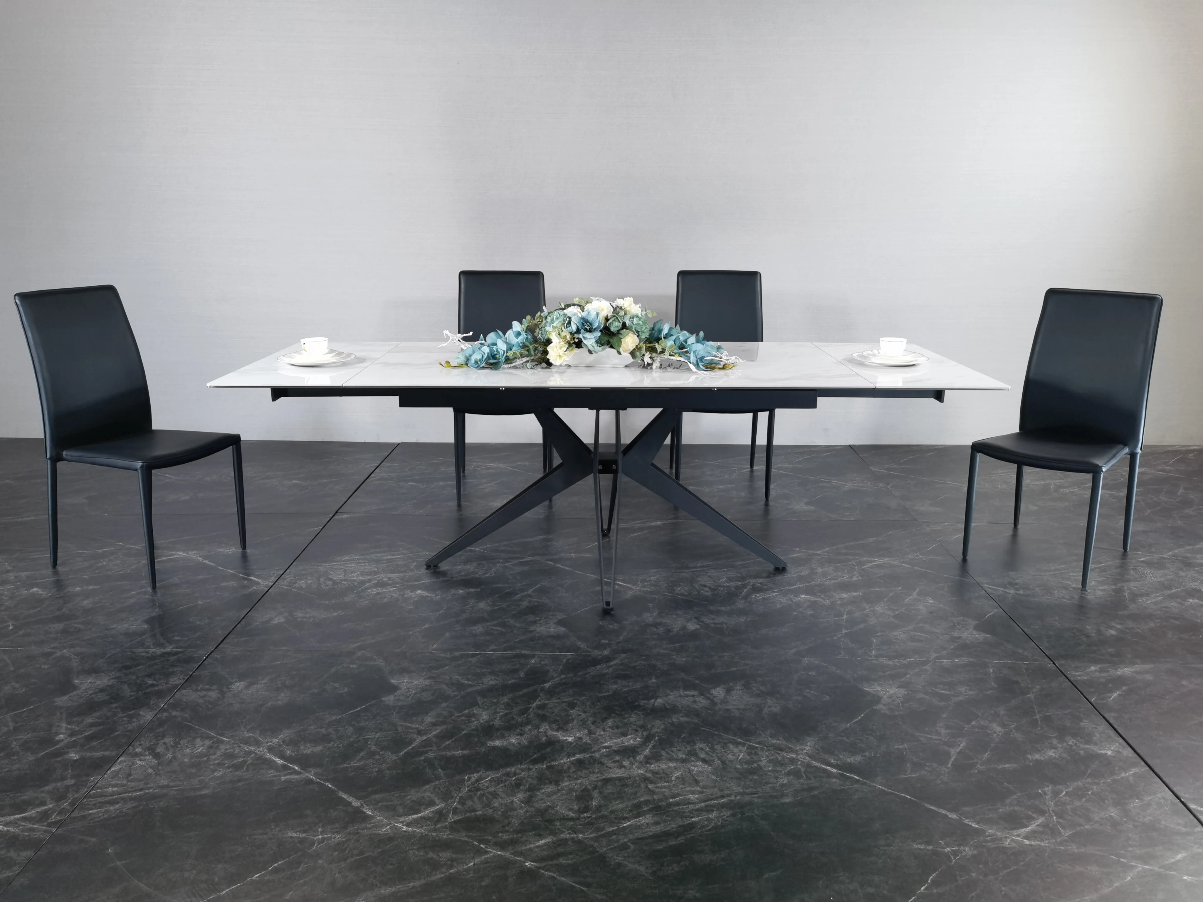 Foshan Carberry Functional Dining Table Set Restaurant Extendable Table With White Porcelain Table Top