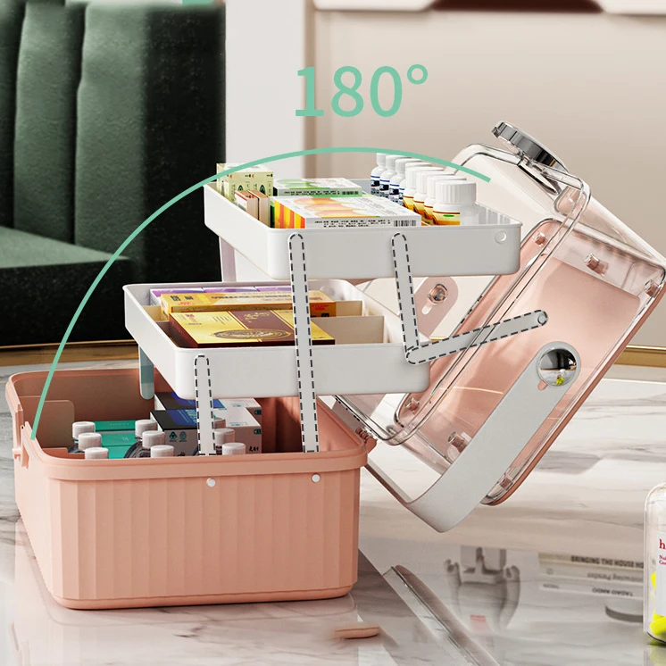 Large-Capacity 3-Layer Portable First Aid Storage Box Multi-Functional Plastic Bin at Factory Price