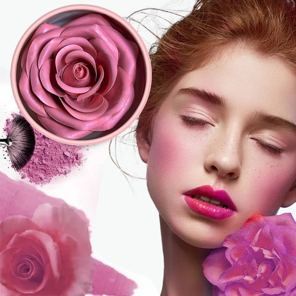 4 Color Face Cheek Blusher Makeup Blusher 3d Rose Petal Flower Blush