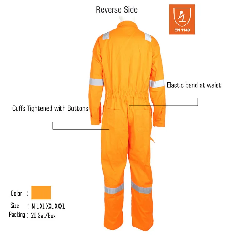Work Uniform Construction Clothes Safety Antistatic Coverall Orange
