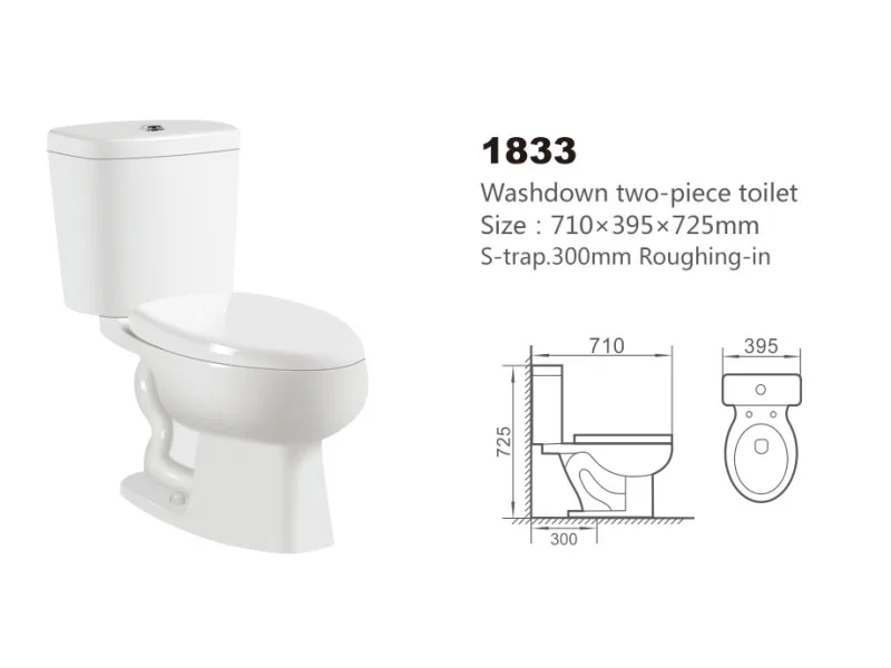South America Commode Toilet Seat Siphonic S Trap Two-Piece Toilet With Soft Close Seat