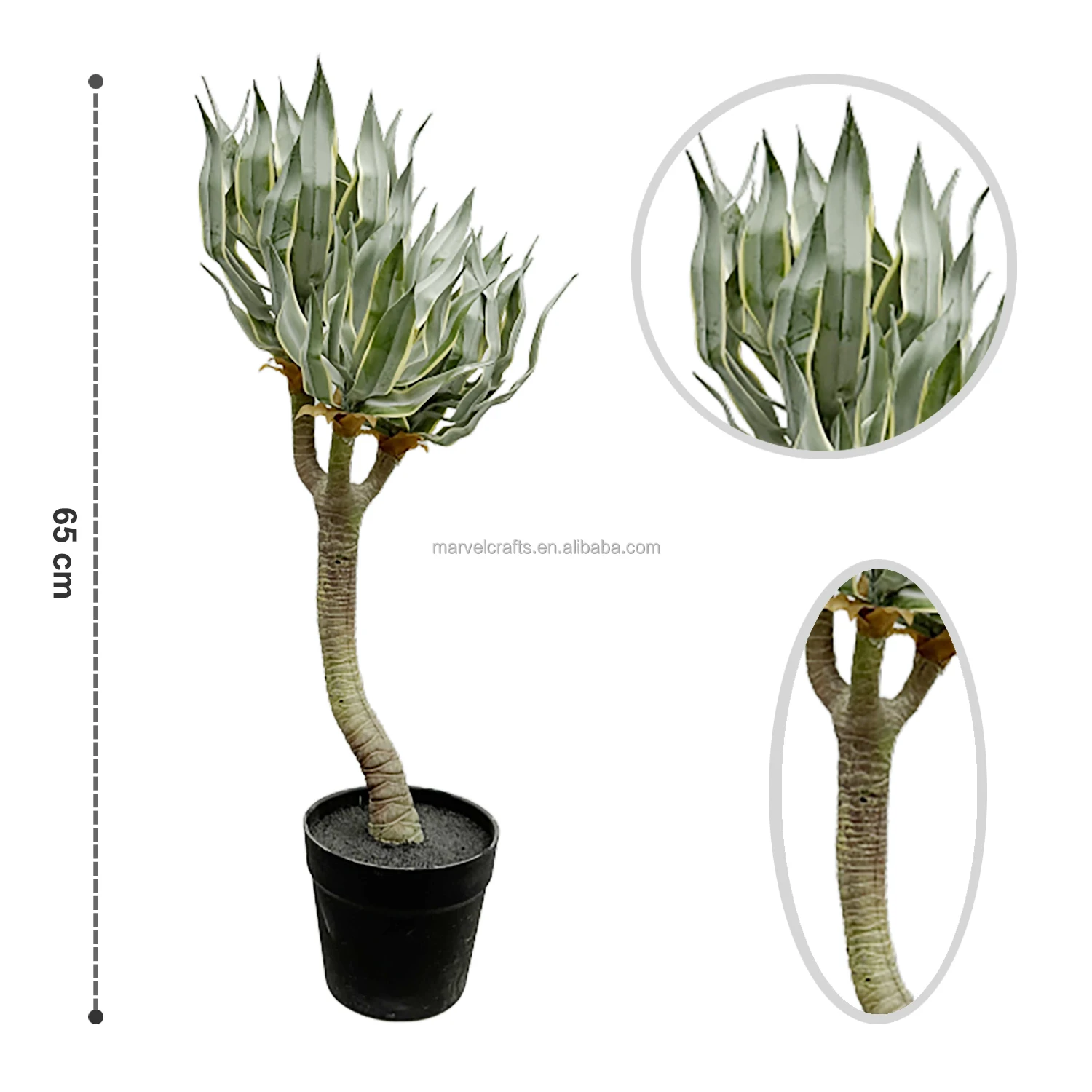 Hot Sale 65cm Artificial Desert Agave Leaves New Design Wholesale Real Touch Artificial Plant