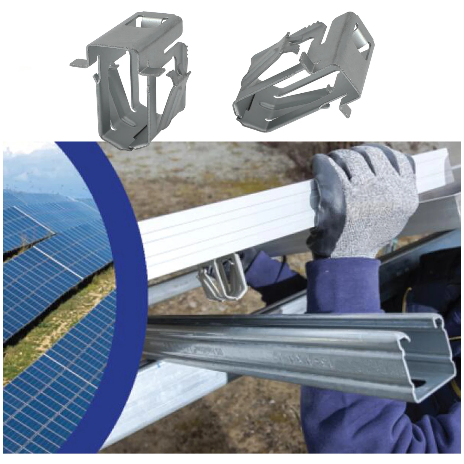 Solar Panel Snap Fasteners Anti Theft Solar Stand Structure Solar Panel Mount Grounding Mesh Clip