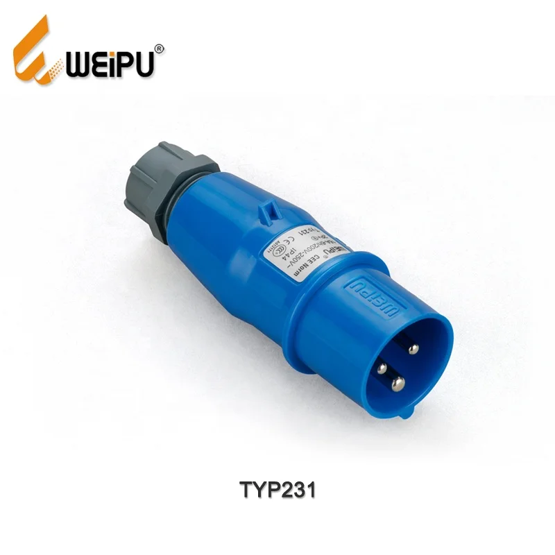 Weipu TYP231 16A, 2P + E IP44 водонепроницаемый стандартный Электрический разъем CEE, Промышленный разъем