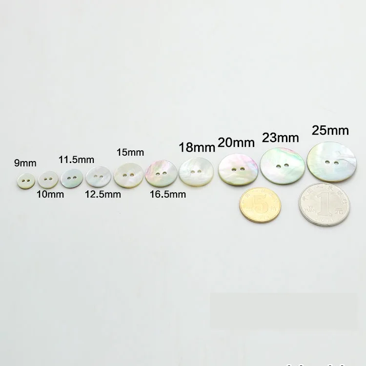 Custom Logo Color Shell Button Round 2 Holes 14L 16L 18L 20L 24L 28L 32L Japanese Akoya Agoya Shell Buttons for Clothes