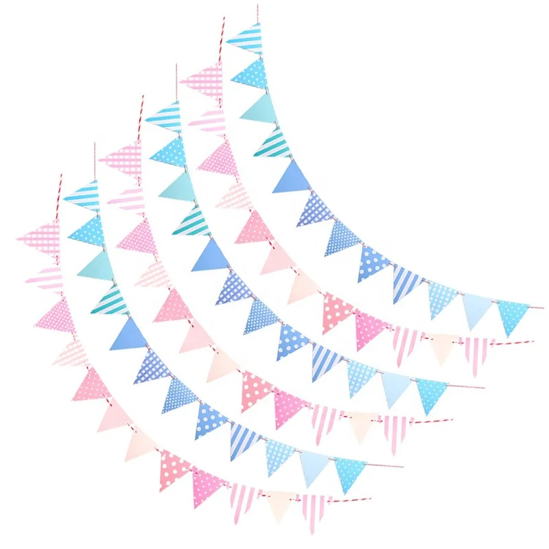 Happy Birthday Banner Colorful Triangle Cardpaper Flags Lovely Birthday Flag Pennant String Flag for Birthday Decoration