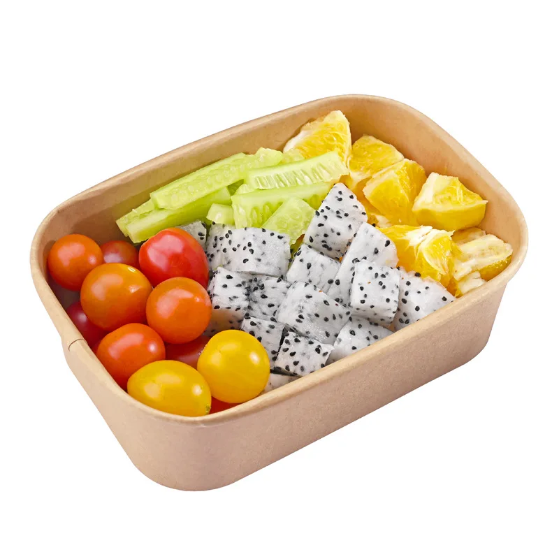 XYA disposable fast food box Light salad fruit grab packing container rectangular fried rice takeaway box kraft paper lunch box