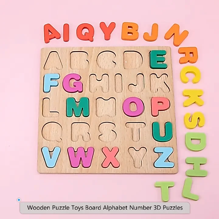 Wooden Puzzle Toys Board Alphabet Number 3d Puzzles Kids Early