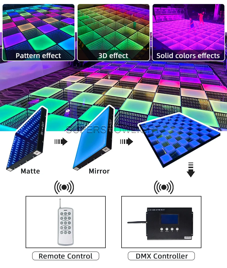 Supershow 3D Infinity Mirror LED Dance Floor Tiles for Clubs