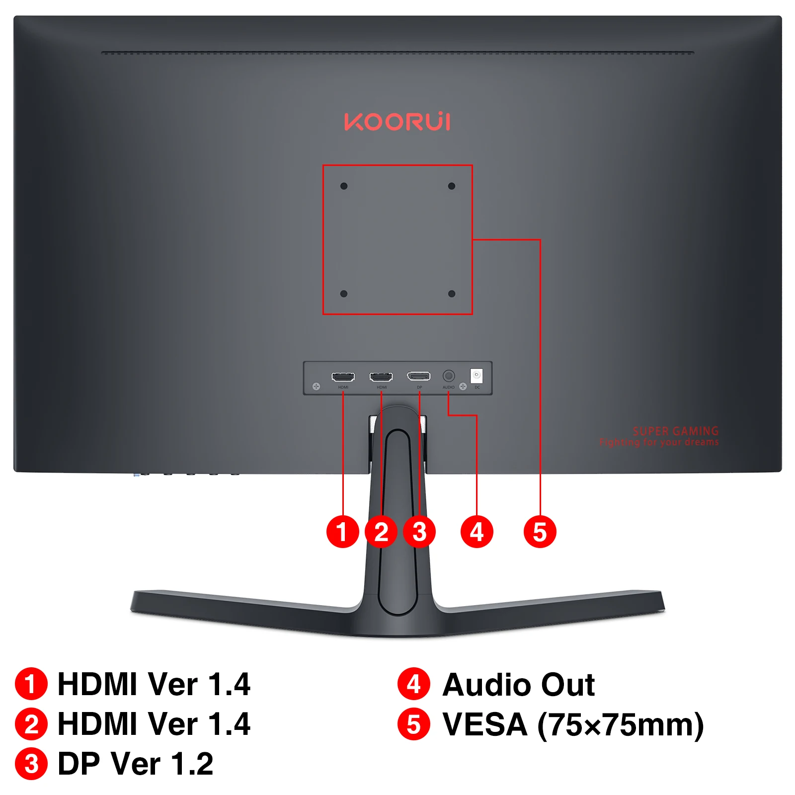 KOORUI 24inch Gaming PC Monitor - FHD 1080P 165hz VA 1ms