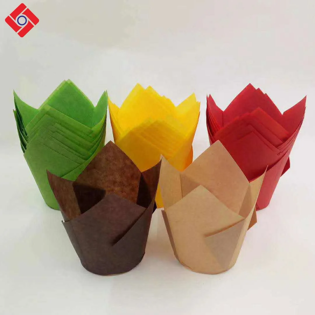 Food Grade Paper Tulip Coated Cupcake Cup Brown Color| Alibaba.com