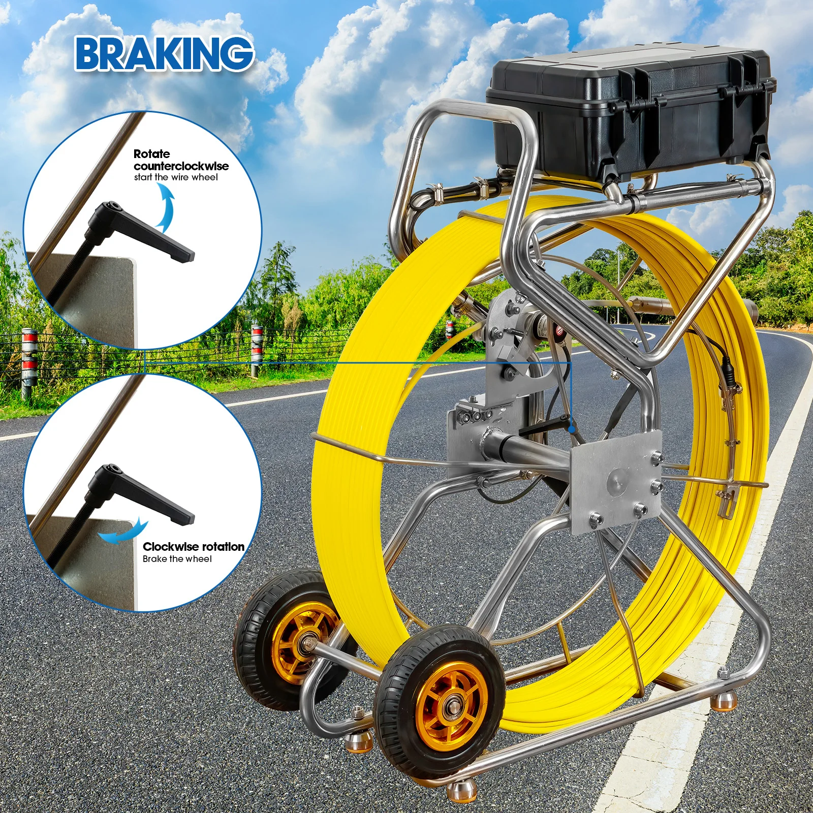 Sewer Camera Factory 10.1inch 1080P HD Screen with 360° Rotation Len Pipe Drain Video Inspection Camera with Meter Counter Waterproof 10- 200m Optional details
