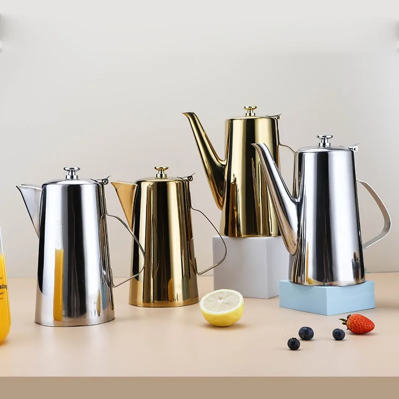 Stainless Steel Kettle Long Spout Gold Plated Cold Water Bottle Family