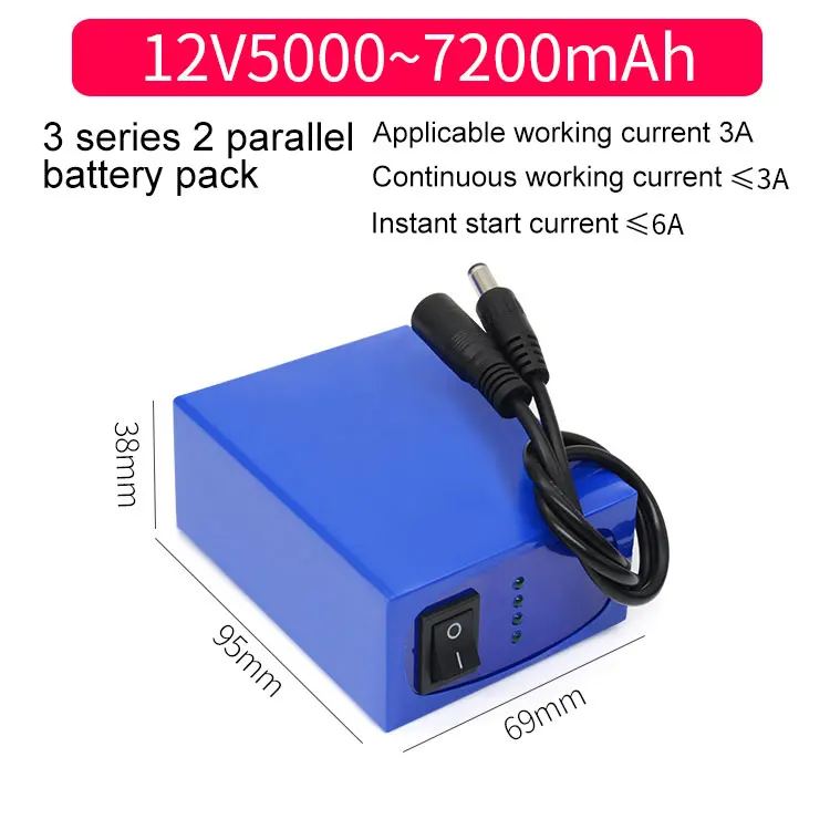 Sound System High Capacity 2500mAh 10Ah 20Ah Rechargeable 12v Lithium Ion Battery With Switch