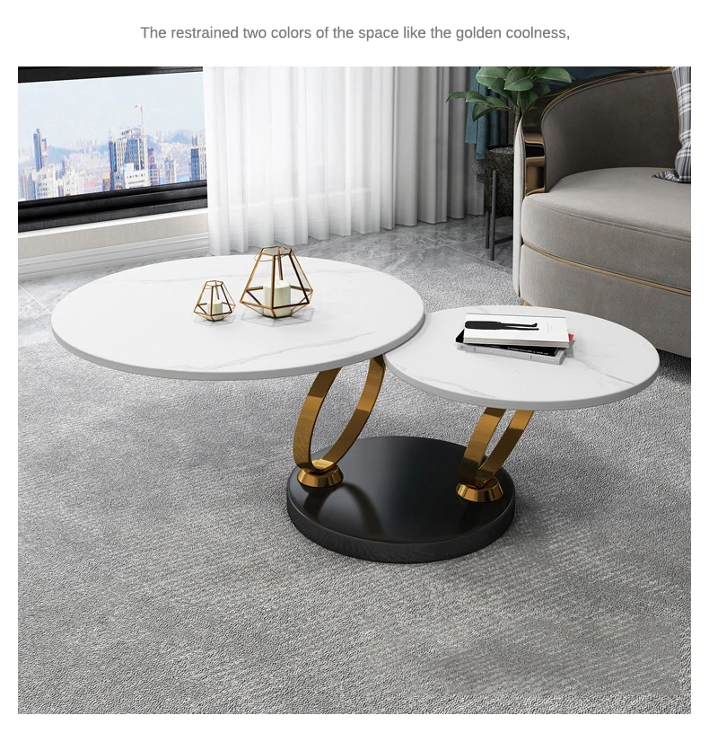 Luxury Marble Top Metal Feet Coffee Tea Table Living Room Round Hallway