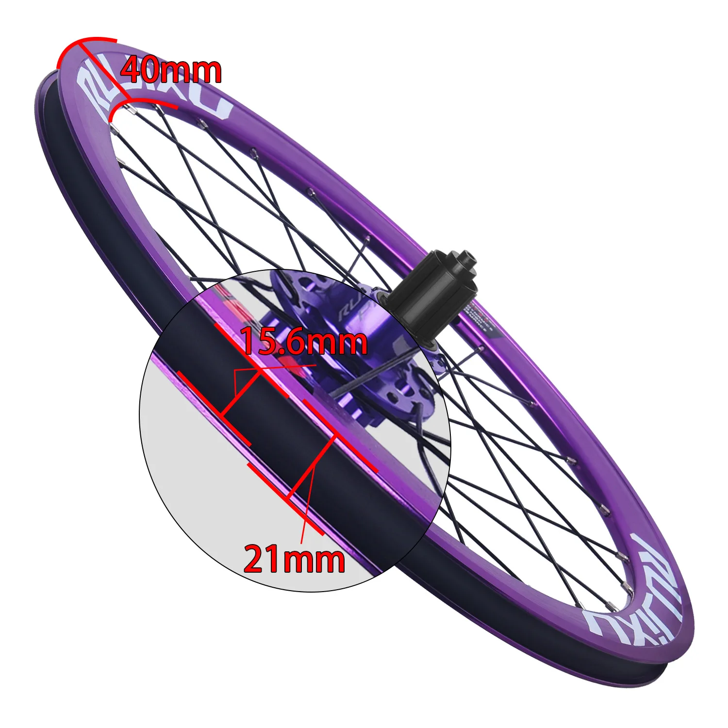 RUJIXU 20インチ パープル折りたたみ自転車ホイールセット 406 451
