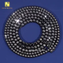 Fashion Jewelry Moissanite Tennis Chains Hip Hop Necklace 4MM 5MM Black Moissanite Waterproof Stainless Steel Necklace  Bracelet