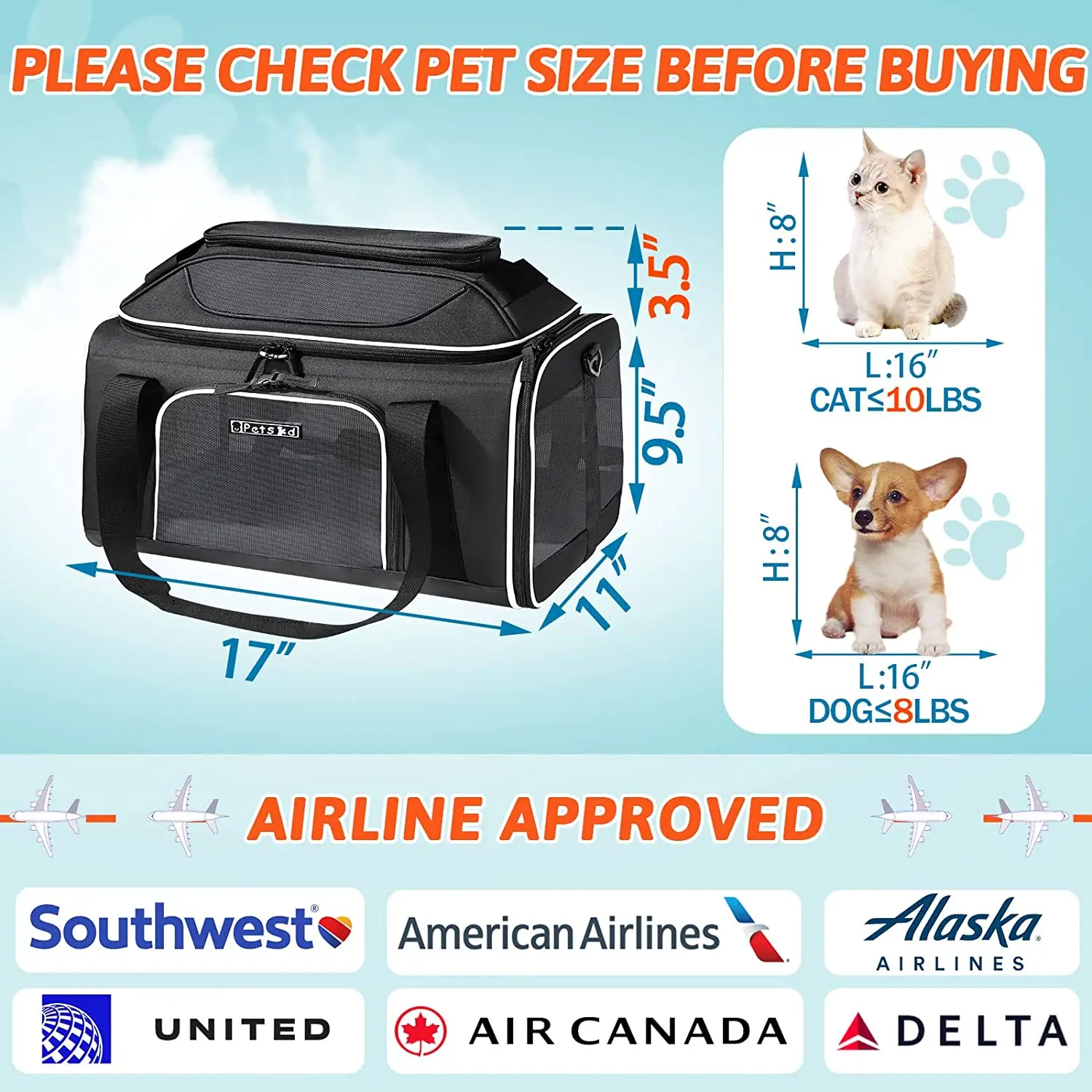 ALLSOPETS Trasportino Pieghevole Per Cani E Gatti Espandibile - Con Cuscinetto In Pile Rimovibile Per Viaggi E Veterinario - Foto 12