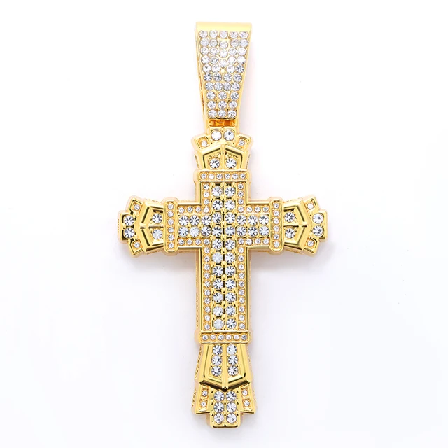 Miami Trendy Unisex Premium Gold/Silver Cross Cuban Chain Crucifix Necklace Glamorous Hip Hop Pendant Bracelet Fashionable