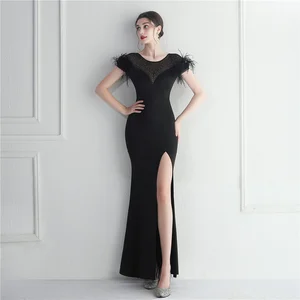 Vintage Chiffon Ball Gown Tea-Length Evening Dress with Sequins Diamond Bow Collar for Performance Costume