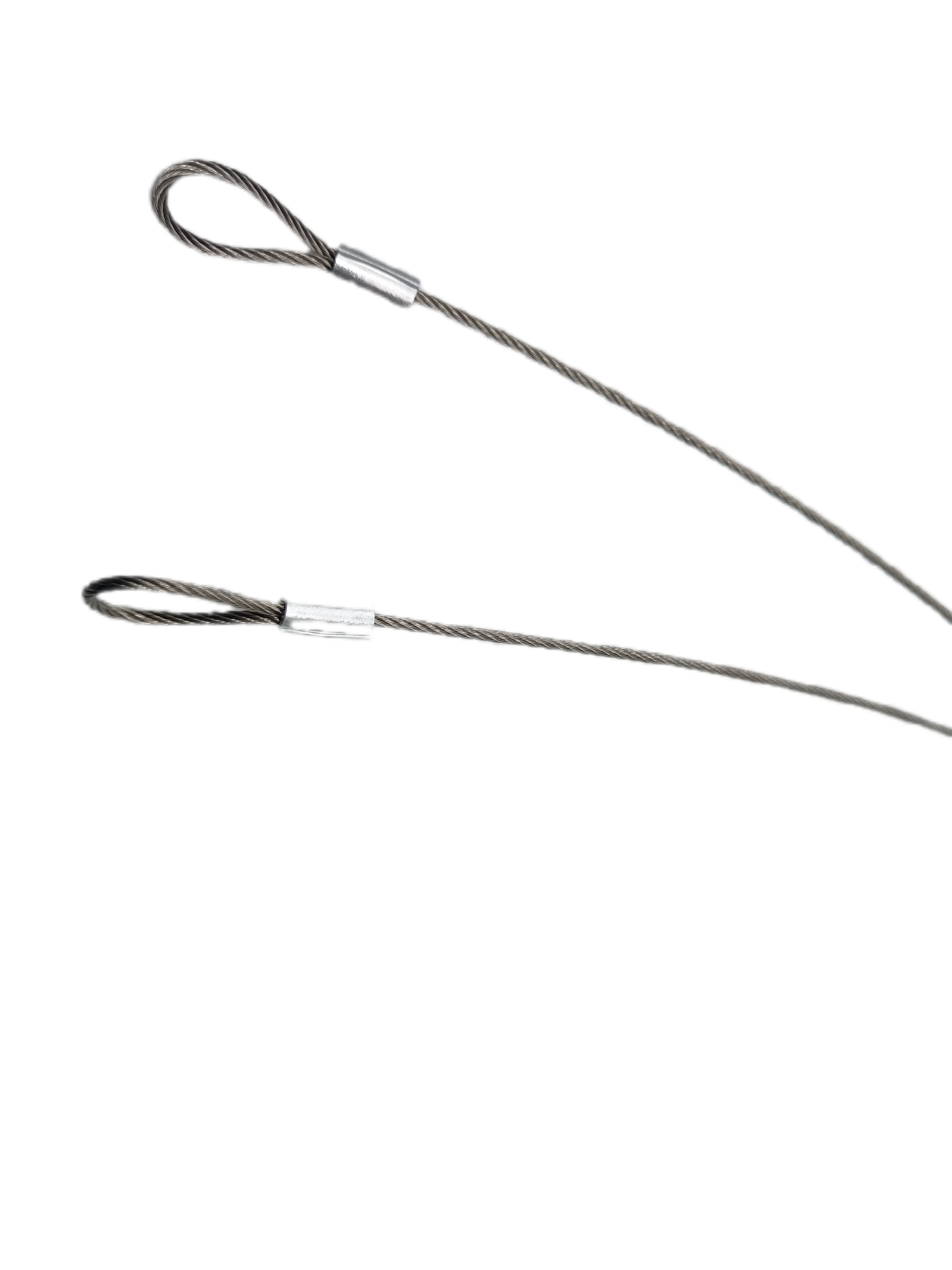 Stainless Steel Safety Braided Cable Sling Coated Carabiner Hook Wire Rope With Loop Ends