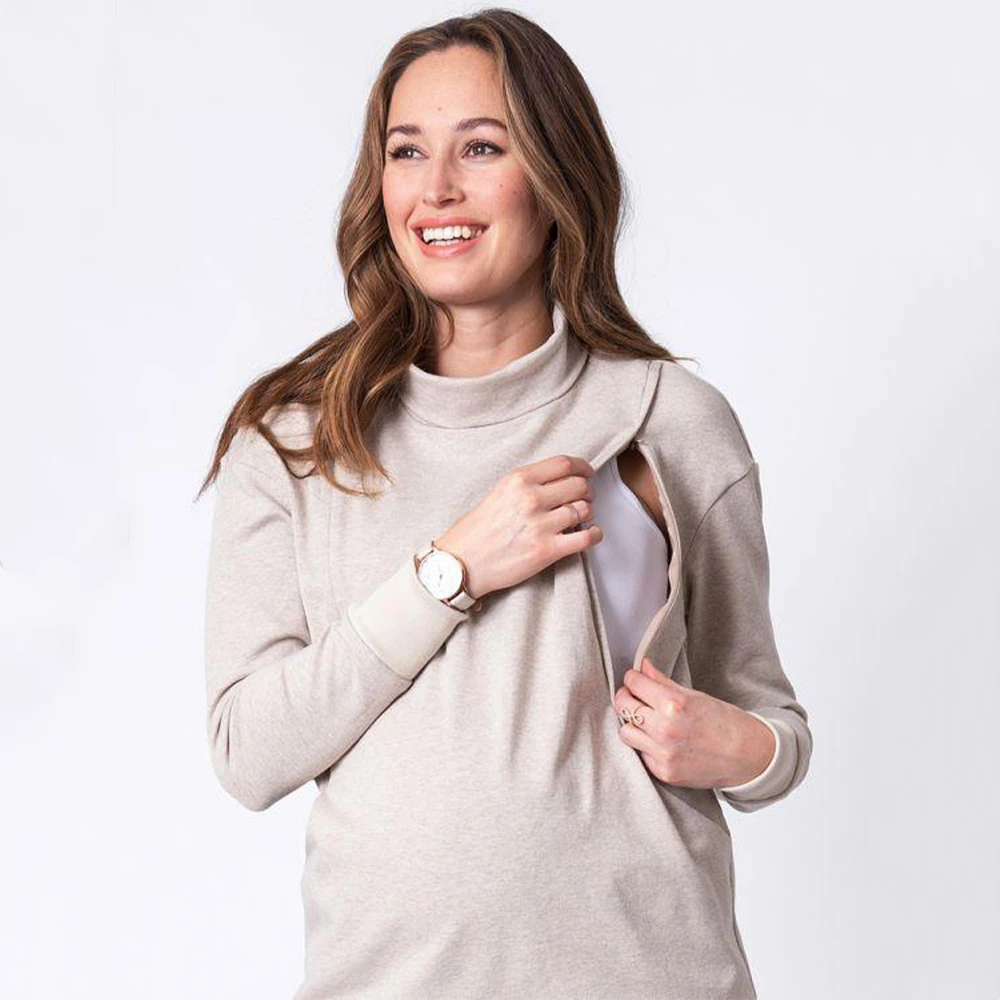 Custom Design Waffle Cowl Neck Breast Feeding Jumper Motherhood