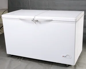 Wholesale Commercial 425L Plastic Manual Defrost Two Doors Top Loading BD-425Q Chest Freezer for Hotel Supermarket Home