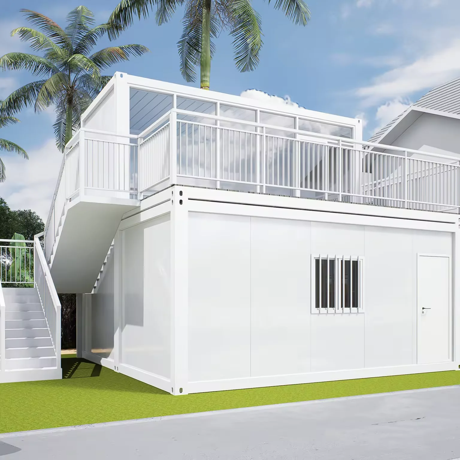 Valmiiksi valmistettu 20 jalan mobiili pieni koti, kannettava asuntomoduuli, toimisto, esivalmistetut talot, irrotettava konttitalo terassin kanssa